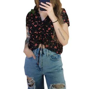 Zara Cherry Printed Scrunch Top
